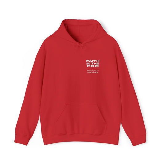 Faith in the Fog - Running on Grace Hooded Embroidered Sweatshirt