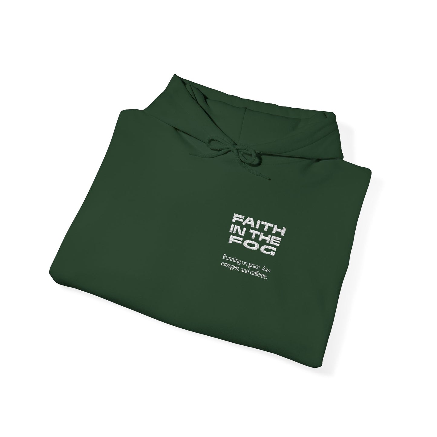 Faith in the Fog - Running on Grace Hooded Embroidered Sweatshirt